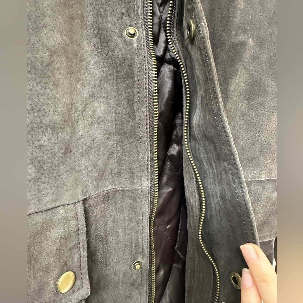 Brown Men’s Leather Jacket Button And Zip Size XL Yellowstone American Western - Picture 6 of 9